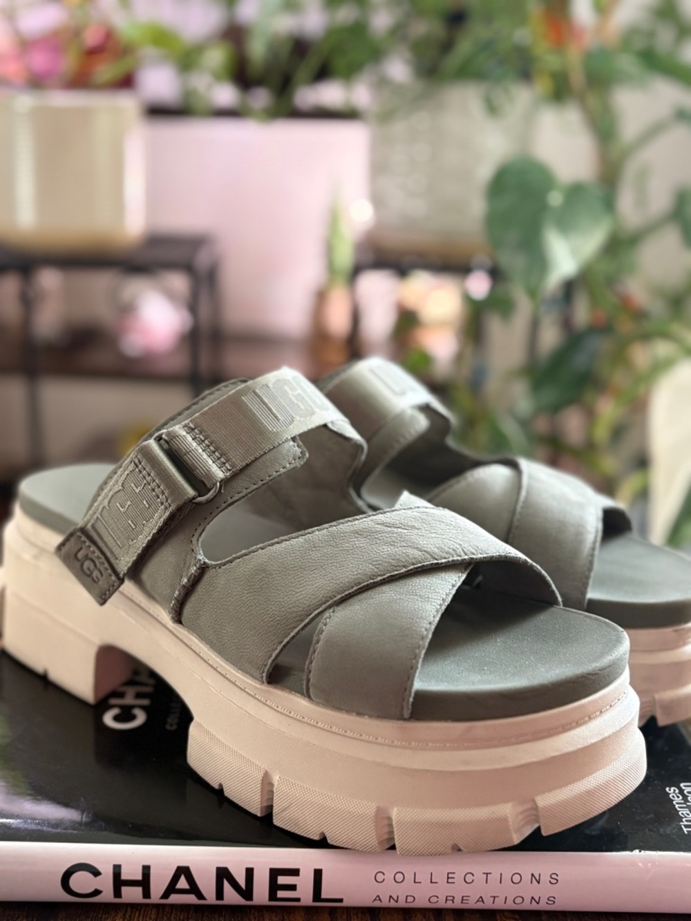 UGG Ashton Platform Slide in Moss Green